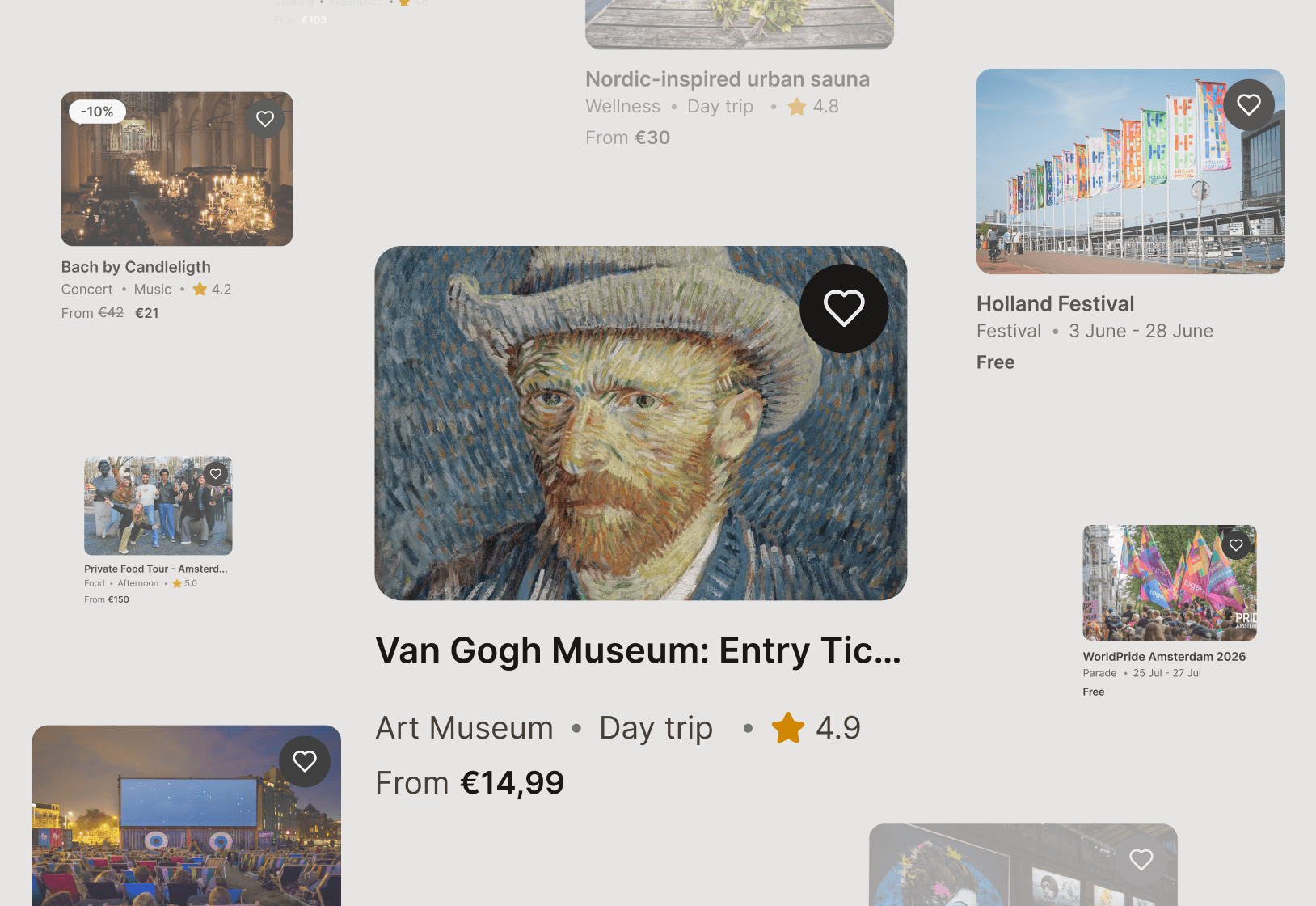 Experience cards for museums, festivals and tours